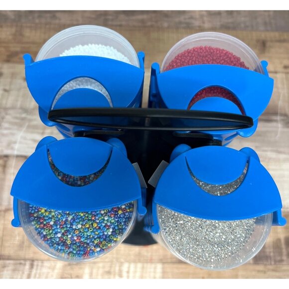 Rotating Craft Organizer With 24 Multi-Color Bead Containers With Beads & Lids - Picture 5 of 5